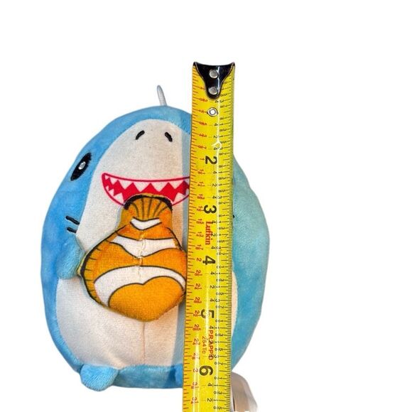 Peek-A-Boo Blue Orange Shark Plush Holding Clown Fish Stuffed Animal Toys - Picture 6 of 8